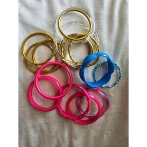 Lot of 16 Vintage Plastic and Resin Bangle Bracelets Mixed Colors Styles 90s Y2K